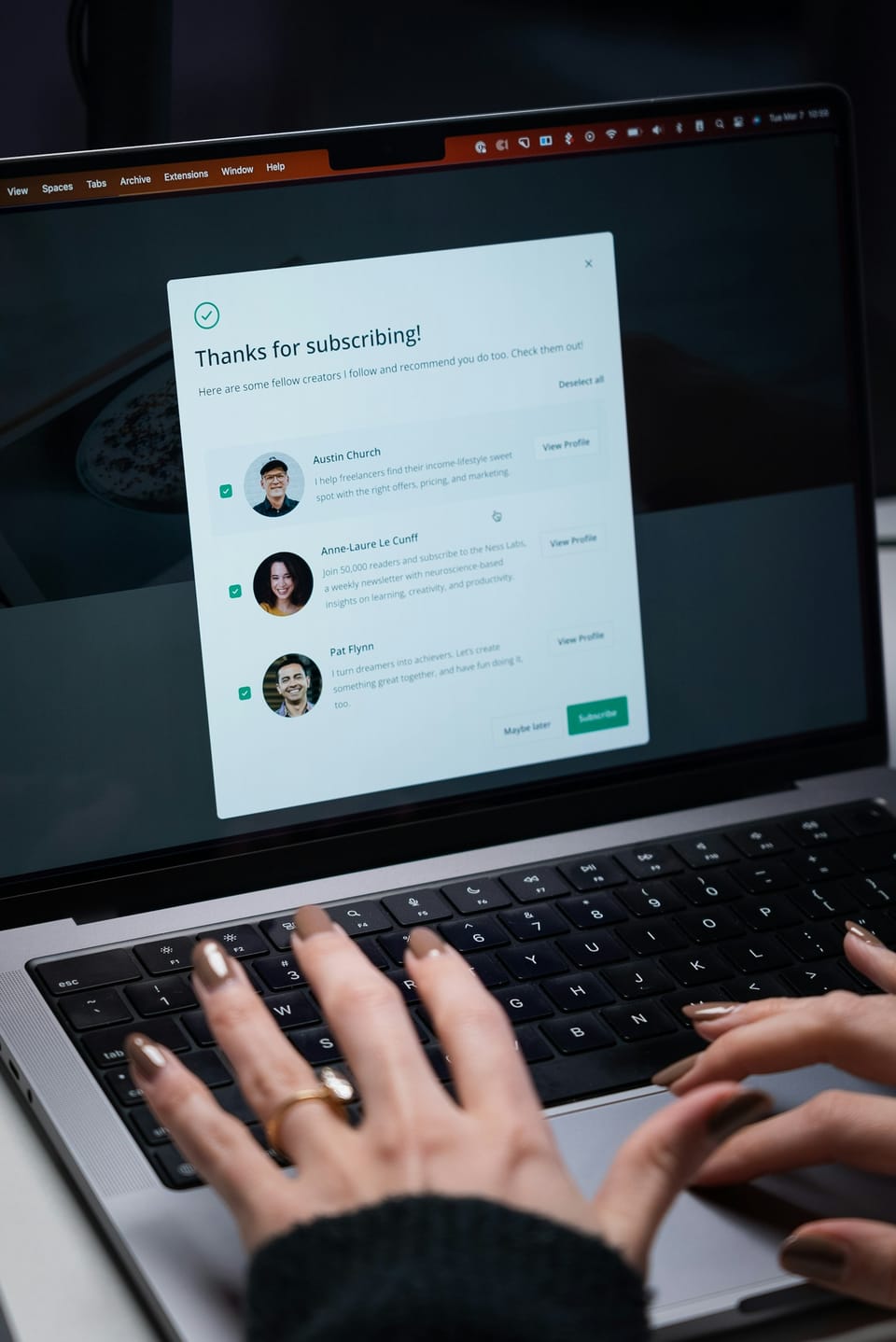 Support conversation displayed on a laptop