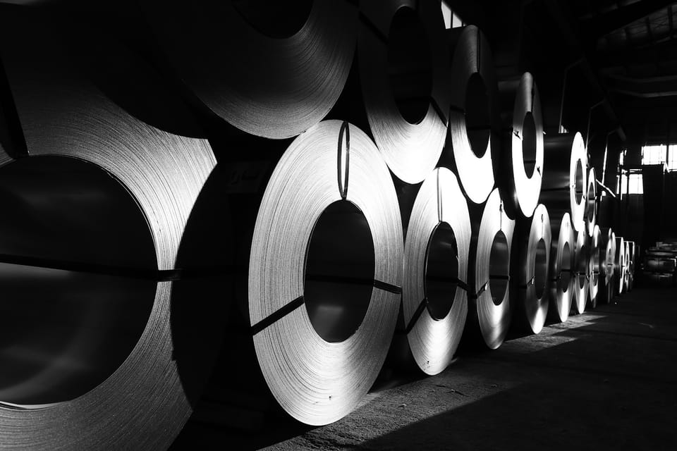Rows of coiled steel